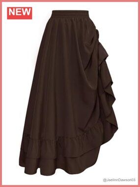 Renaissance Pirate Maxi Skirt A-Line High Waist Ruffle Hem